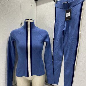 Cordova Womens Roll Neck Azure Stripe Knit Top & Matching Pants